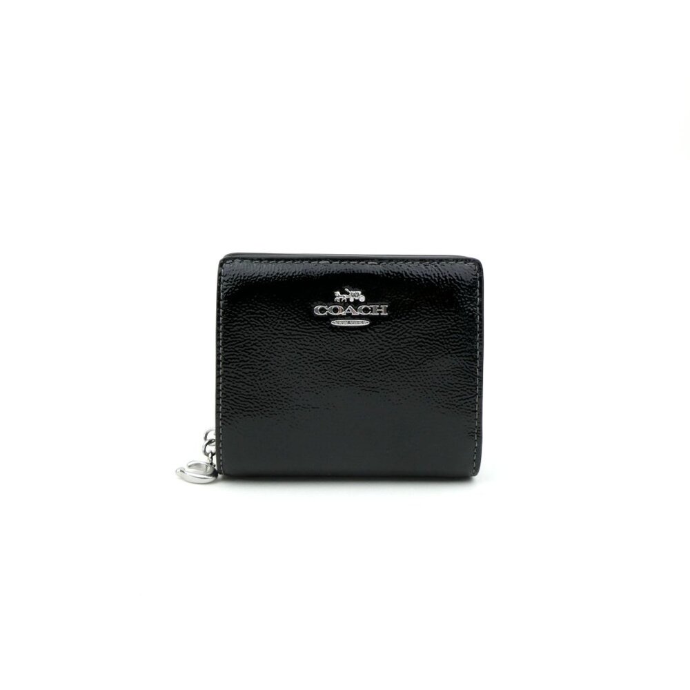 Coach Black Crinkle Patent Leather Snap Wallet NWT CW790